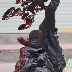 Tượng Phật Di Lặc Tam Tiểu Ngồi Gốc Gỗ Trắc