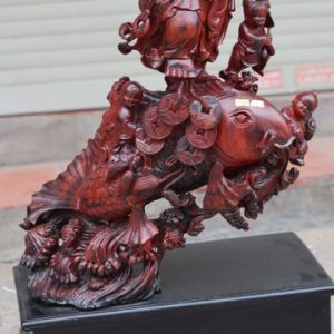 Tượng Phật Di Lặc Ngũ Tiểu Đứng Cá Chép Gỗ Trắc