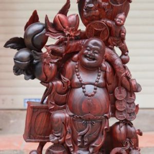 Tượng Di Lặc Ngũ Tiểu Vác Đào Gỗ Trăc