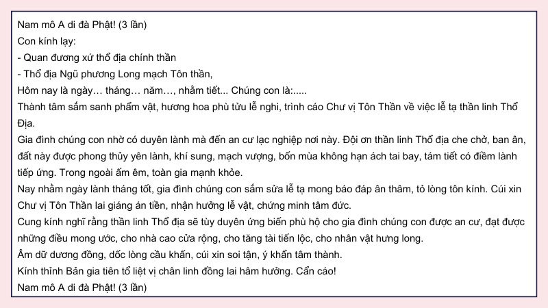 Nghi thức đọc văn khấn tạ đất thể hiện sự tôn kính tâm linh