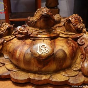 Tượng Tam Cóc Chấm Chum Tiền Gỗ Hương