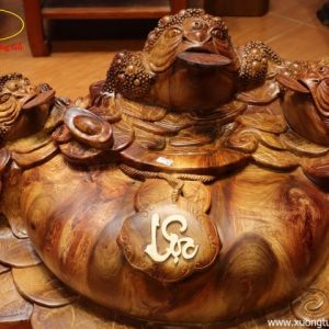 Tượng Tam Cóc Chấm Chum Tiền Gỗ Hương