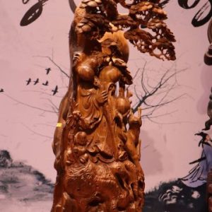 Tượng Ông Thọ Cành Đào Gỗ Bách Xanh