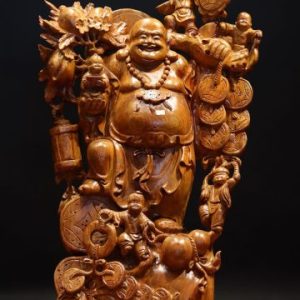 Tượng Phật Di Lặc Ngũ Tiểu Vác Đào Gỗ Hương