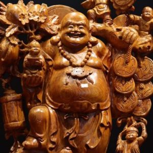 Tượng Phật Di Lặc Ngũ Tiểu Vác Đào Gỗ Hương