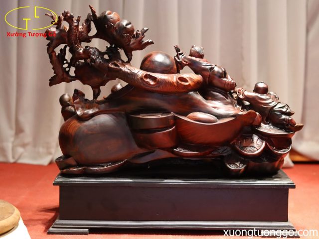 Tượng Phật Di Lặc Ngũ Tiểu Vác Đào Gỗ Trắc