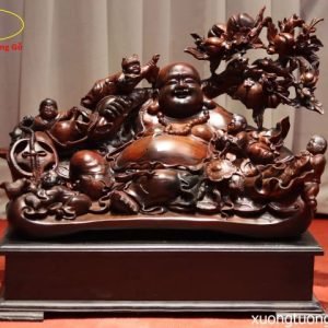 Tượng Phật Di Lặc Ngũ Tiểu Vác Đào Gỗ Trắc