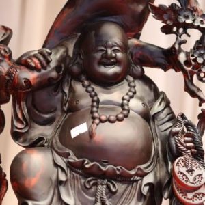 Tượng Phật Di Lặc Tam Tiểu Vác Cành Đào Đúng Bao Tiền Gỗ Trắc