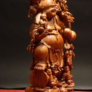 Tượng Phật Di Lặc Ngũ Tiểu Vác Đào Gỗ Hương