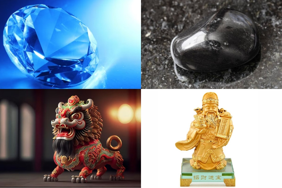 Tượng gỗ Thần Tài hoặc Thiềm Thừ mạ vàng, biểu tượng cho tài lộc
