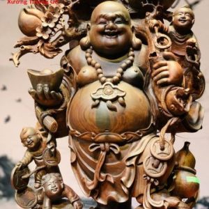 Di Lặc Ngũ Phúc Đứng Bao Tiền Gỗ Trắc