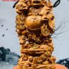 Di Lặc Ngũ Phúc Vác Cành Đào Gỗ Hương