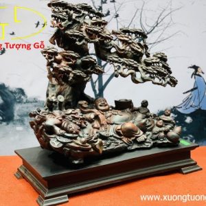 Di Lặc Ngũ Phúc Ngồi Gốc Tùng Gỗ Trắc Di Lặc Ngũ Phúc Ngồi Gốc Tùng Gỗ Trắc