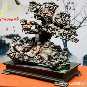 Di Lặc Ngũ Phúc Ngồi Gốc Tùng Gỗ Trắc Di Lặc Ngũ Phúc Ngồi Gốc Tùng Gỗ Trắc