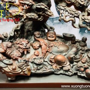 Di Lặc Ngũ Phúc Ngồi Gốc Tùng Gỗ Trắc Di Lặc Ngũ Phúc Ngồi Gốc Tùng Gỗ Trắc