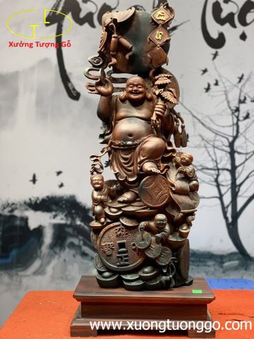 Di Lặc Tam Tiểu Đứng Núi Tiền Gỗ Trắc Di Lặc Tam Tiểu Đứng Núi Tiền Gỗ Trắc