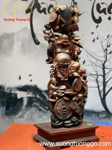 Di Lặc Tam Tiểu Đứng Núi Tiền Gỗ Trắc Di Lặc Tam Tiểu Đứng Núi Tiền Gỗ Trắc