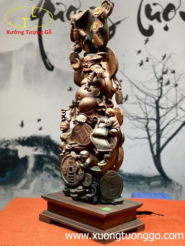 Di Lặc Tam Tiểu Đứng Núi Tiền Gỗ Trắc Di Lặc Tam Tiểu Đứng Núi Tiền Gỗ Trắc