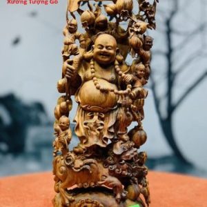 Di Lặc ngũ phúc gỗ sưa.