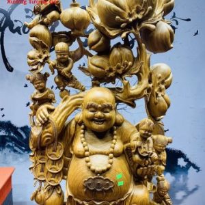 Di Lặc ngũ phúc gỗ cẩm vàng.