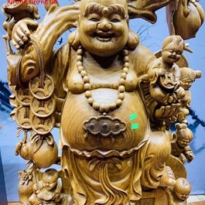 Di Lặc ngũ phúc gỗ cẩm vàng.