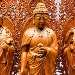 Tam Thế Phật gỗ hương đá.