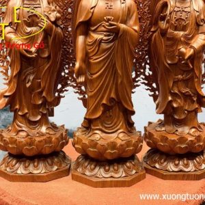 Tam Thế Phật gỗ hương đá.