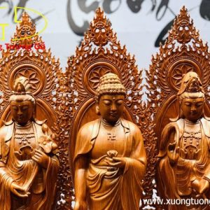 Tam Thế Phật gỗ hương đá.