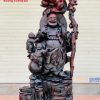 Di Lặc nhị tiểu cầm trượng gỗ trắc đỏ đen.