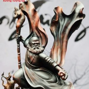 Đạt Ma múa võ đứng rồng gỗ trắc đỏ đen.