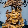 Di Lặc ngũ tiểu gánh gậy như ý đứng tùng gỗ hương ta.