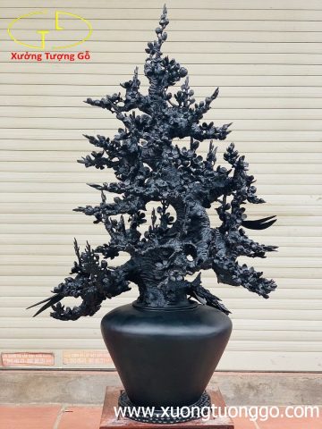 Bình hoa mai gỗ mun sừng Khánh Hòa Bình hoa mai gỗ mun sừng Khánh Hòa