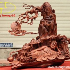 Nhất tâm bái Phật gỗ sưa