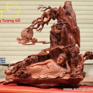 Nhất tâm bái Phật gỗ sưa