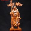 Quan Công chống đao cầm cờ gỗ hương