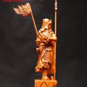 Quan Công chống đao cầm cờ gỗ hương Quan Công chống đao cầm cờ gỗ hương