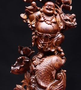 Di Lặc tam tiểu cá chép gỗ cẩm lai