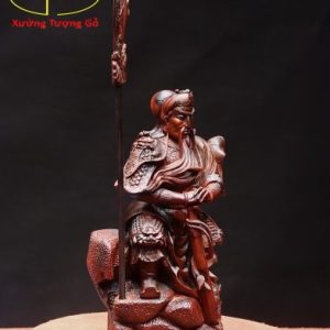 Quan Công chống đao gỗ trắc.