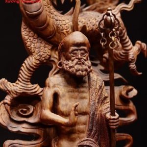 Đạt Ma ngự song long gỗ sưa đỏ
