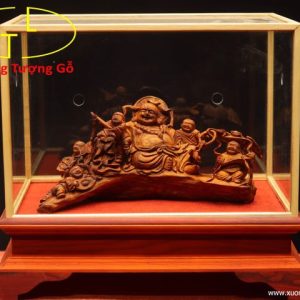 Di Lặc ngũ tiểu bao tiền gỗ sưa.