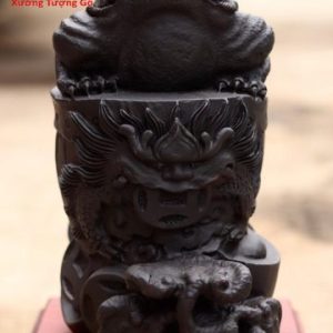 Thiềm thừ đứng trống gỗ trắc đen.