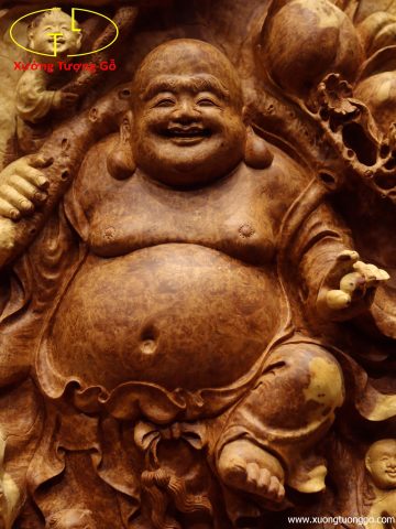 Di Lặc ngũ tiểu vác đào đứng sen nu hương Di Lặc ngũ tiểu vác đào đứng sen nu hương