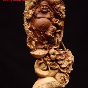 Di Lặc ngũ tiểu vác đào đứng sen nu hương Di Lặc ngũ tiểu vác đào đứng sen nu hương