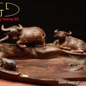 Khay trà trâu mẫu tử gỗ trắc