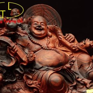 Di lặc nhất tiểu vác đào song nghê gỗ trắc