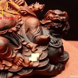 Di lặc nhất tiểu vác đào song nghê gỗ trắc