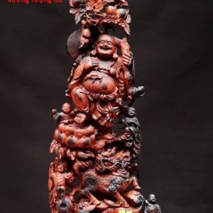 Di Lặc vác đào đứng sen ngũ tiểu gỗ trắc