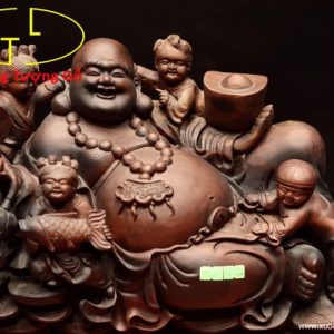Di Lặc ngũ tiểu song nghê gỗ trắc. Di Lặc ngũ tiểu song nghê gỗ trắc.