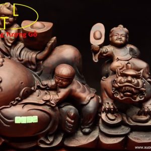 Di Lặc ngũ tiểu song nghê gỗ trắc. Di Lặc ngũ tiểu song nghê gỗ trắc.
