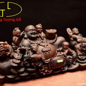 Di Lặc ngũ tiểu song nghê gỗ trắc. Di Lặc ngũ tiểu song nghê gỗ trắc.